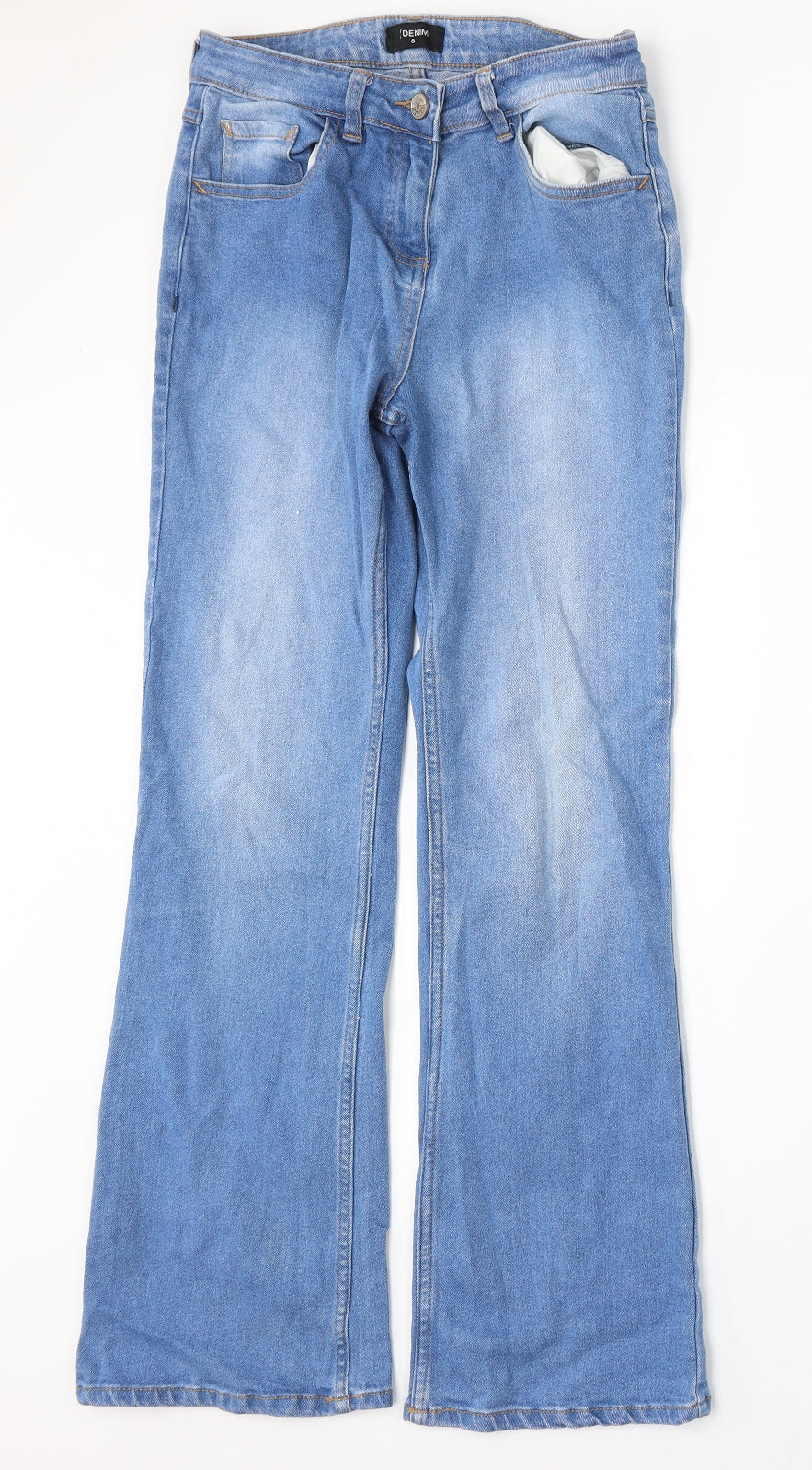 Denim Womens Blue  Cotton Bootcut Jeans Size 8 L31 in Regular Button