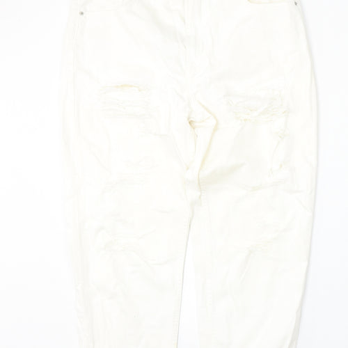Topshop Womens Beige  Cotton Straight Jeans Size 30 L30 in Regular Button