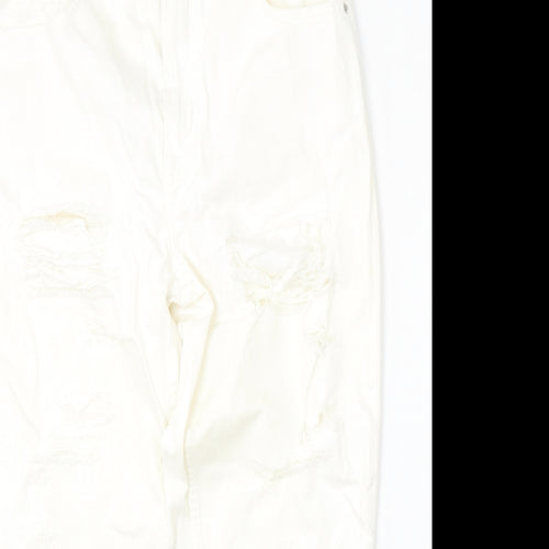 Topshop Womens Beige  Cotton Straight Jeans Size 30 L30 in Regular Button