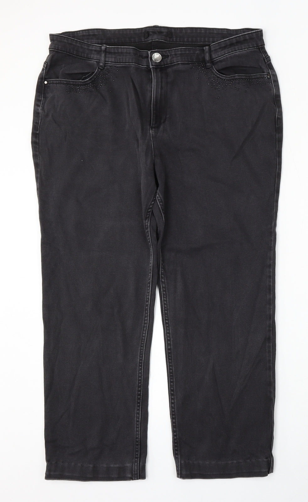 Preworn Womens Grey  Polyester Straight Jeans Size 38 L26 in Regular Button