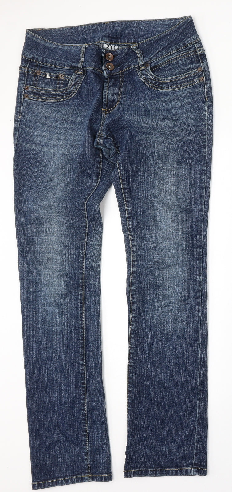 BAY Womens Blue  Cotton Straight Jeans Size 14 L32 in Regular Button