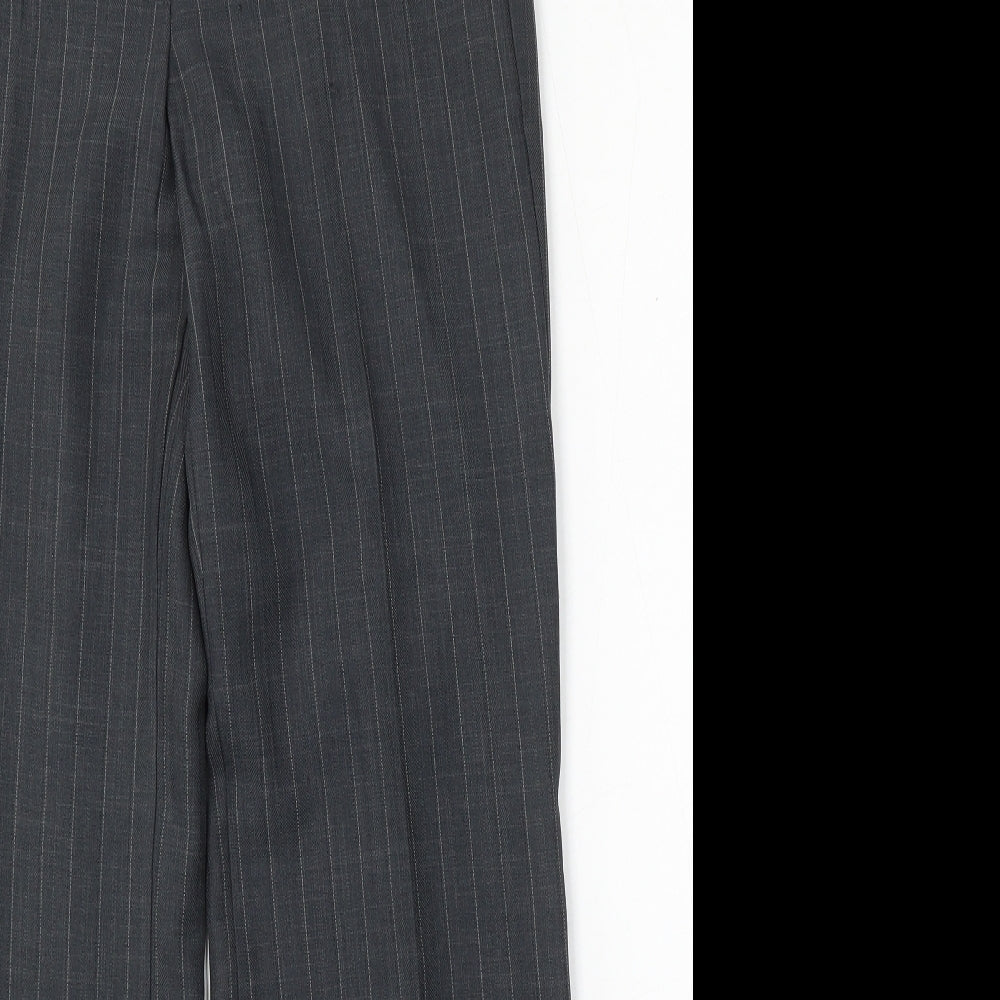 Marks and Spencer Womens Grey Striped Polyester Trousers  Size 8 L32 in Regular