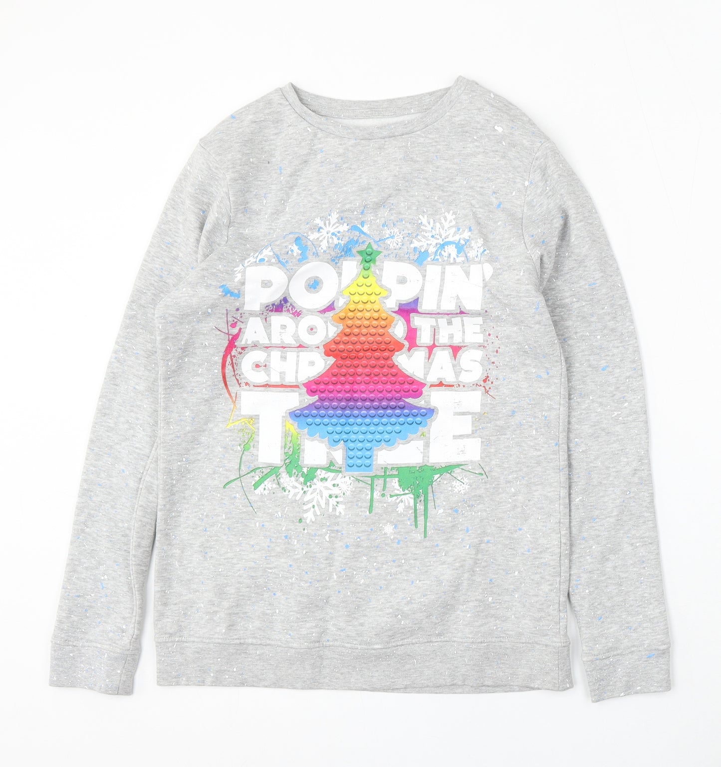 Preworn Boys Grey  Cotton Pullover Sweatshirt Size 13-14 Years