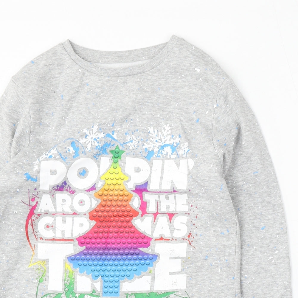 Preworn Boys Grey  Cotton Pullover Sweatshirt Size 13-14 Years