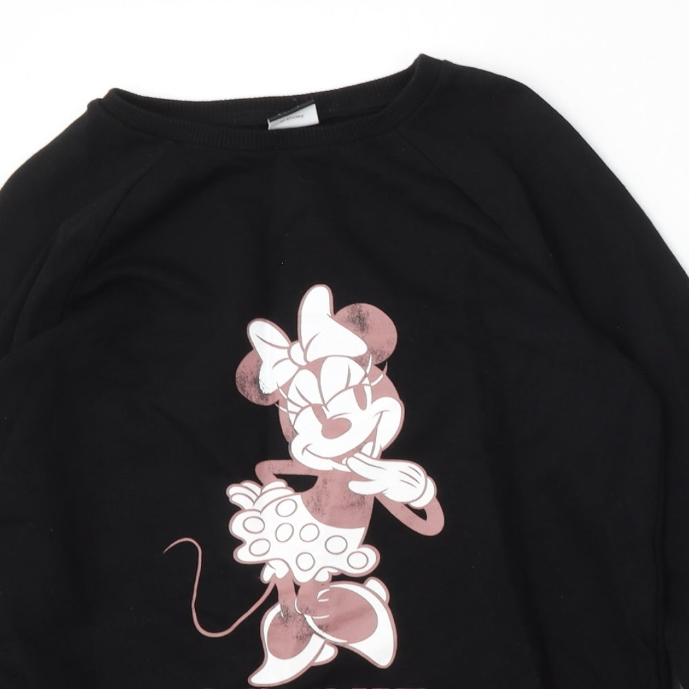 George Girls Black  Cotton Pullover Sweatshirt Size 13-14 Years   - disney, mickey mouse
