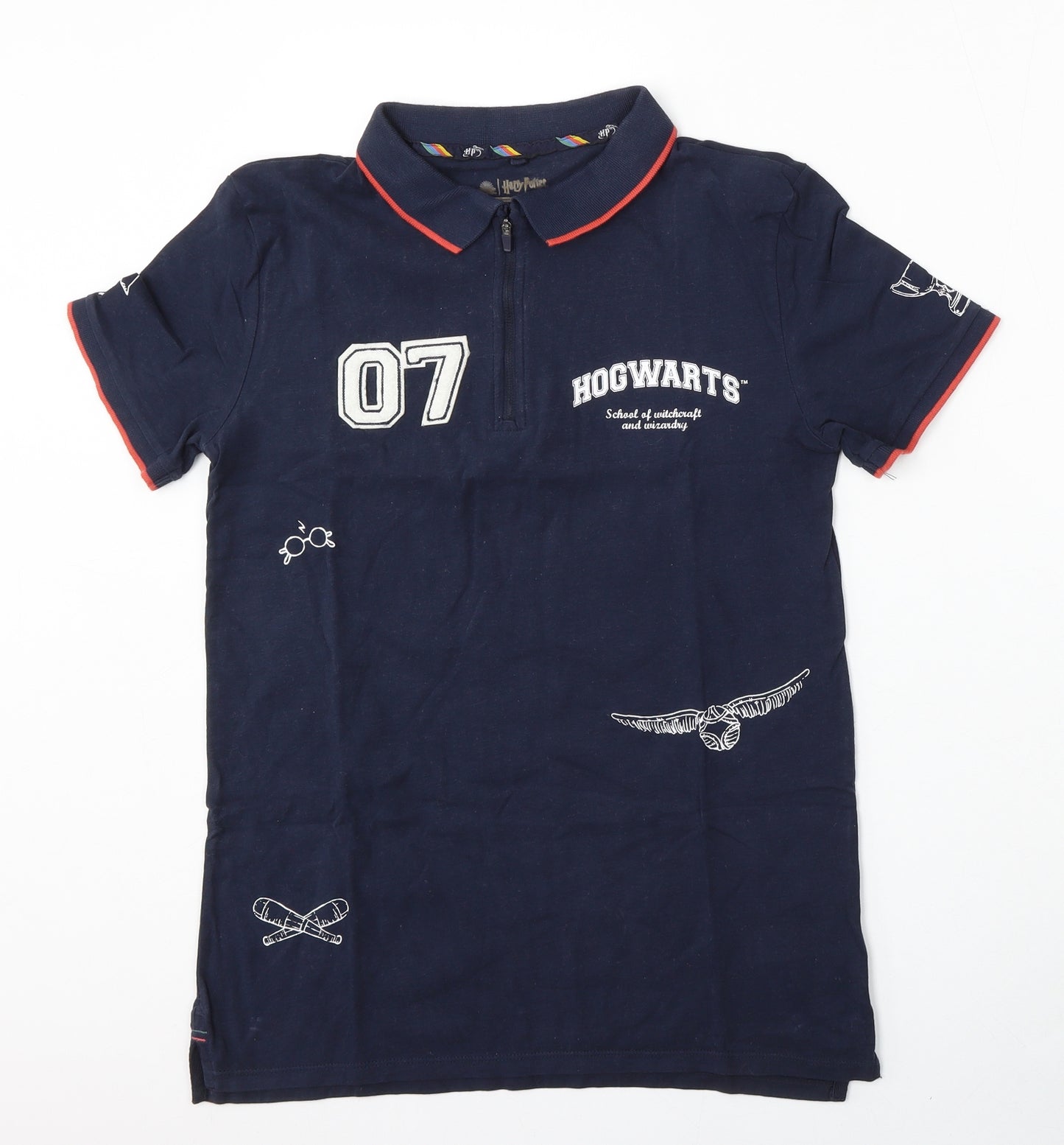 Marks and Spencer Boys Blue  Cotton Basic Polo Size 13-14 Years Collared  - harry potter