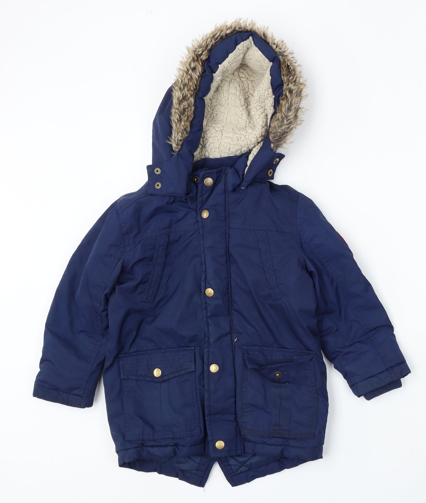 Rebel Boys Blue   Parka Jacket Size 4-5 Years  Zip
