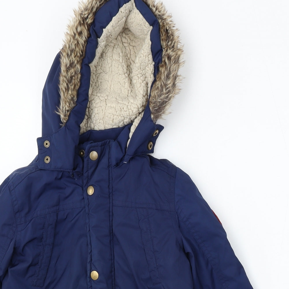 Rebel Boys Blue   Parka Jacket Size 4-5 Years  Zip