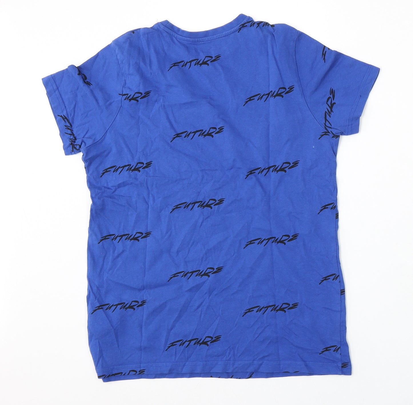 Primark Boys Blue  Cotton Basic T-Shirt Size 12-13 Years Round Neck