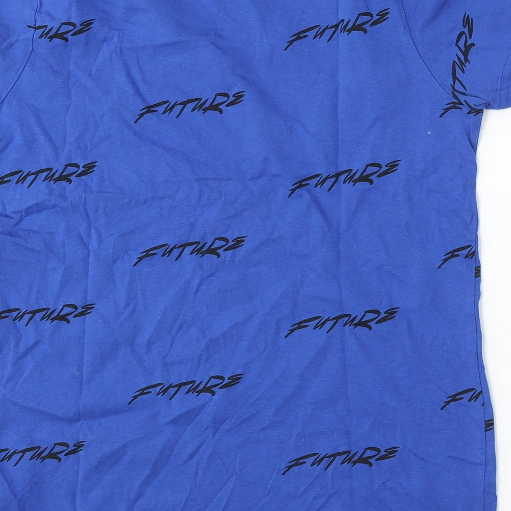 Primark Boys Blue  Cotton Basic T-Shirt Size 12-13 Years Round Neck