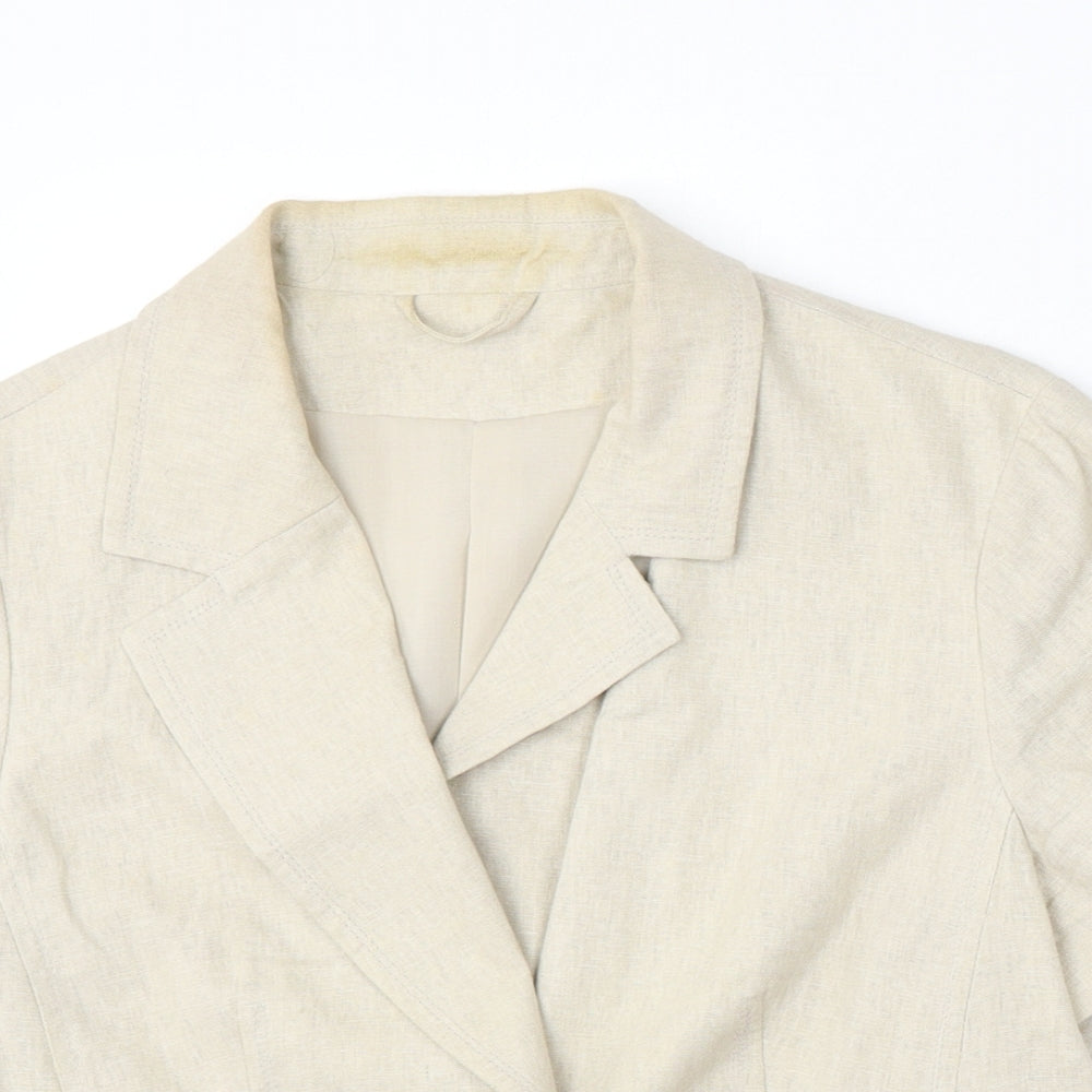 New Look Womens Beige  Linen Jacket Blazer Size 12