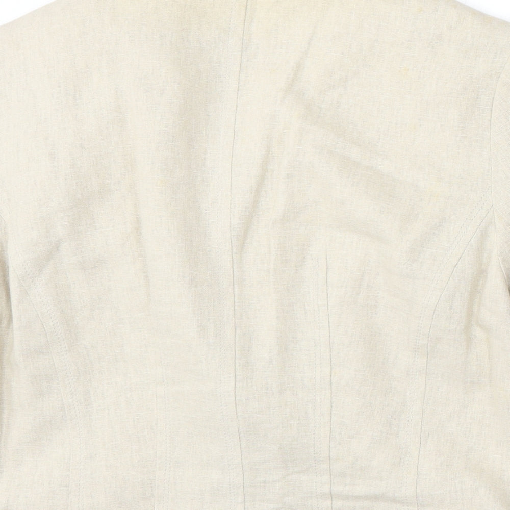 New Look Womens Beige  Linen Jacket Blazer Size 12
