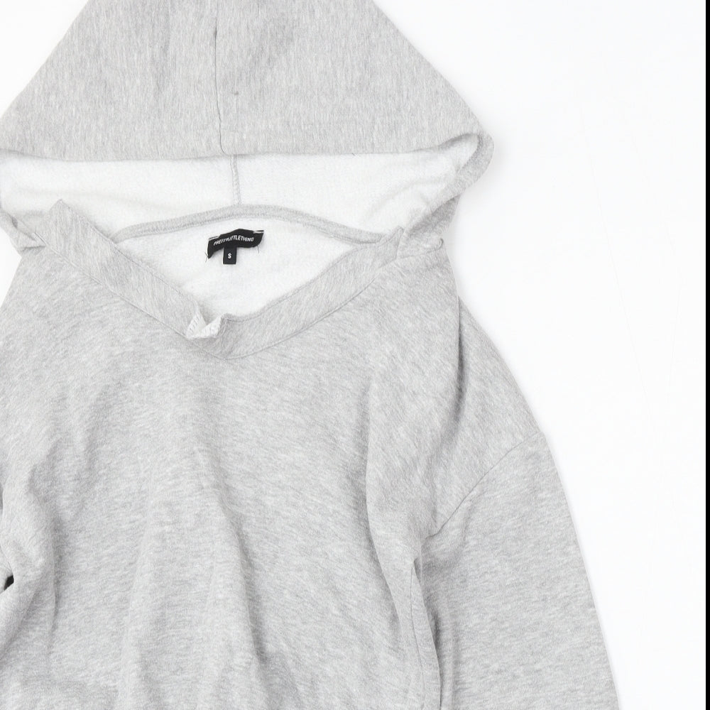 PRETTYLITTLETHING Womens Grey  Polyester Pullover Hoodie Size S
