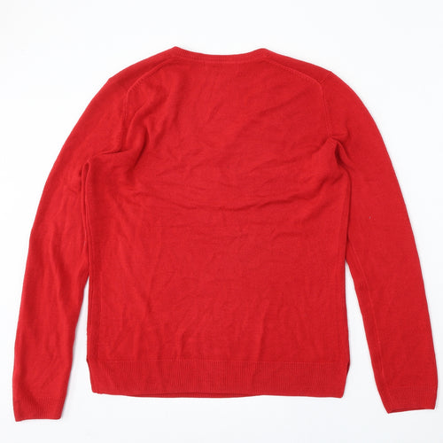 Marks and Spencer Womens Red V-Neck  Polyester Pullover Jumper Size L