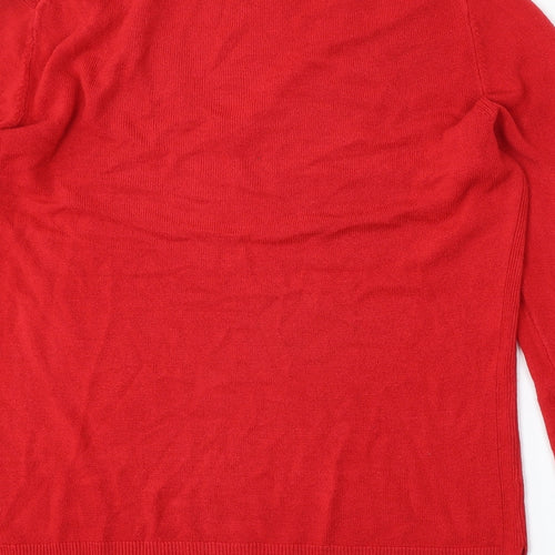 Marks and Spencer Womens Red V-Neck  Polyester Pullover Jumper Size L