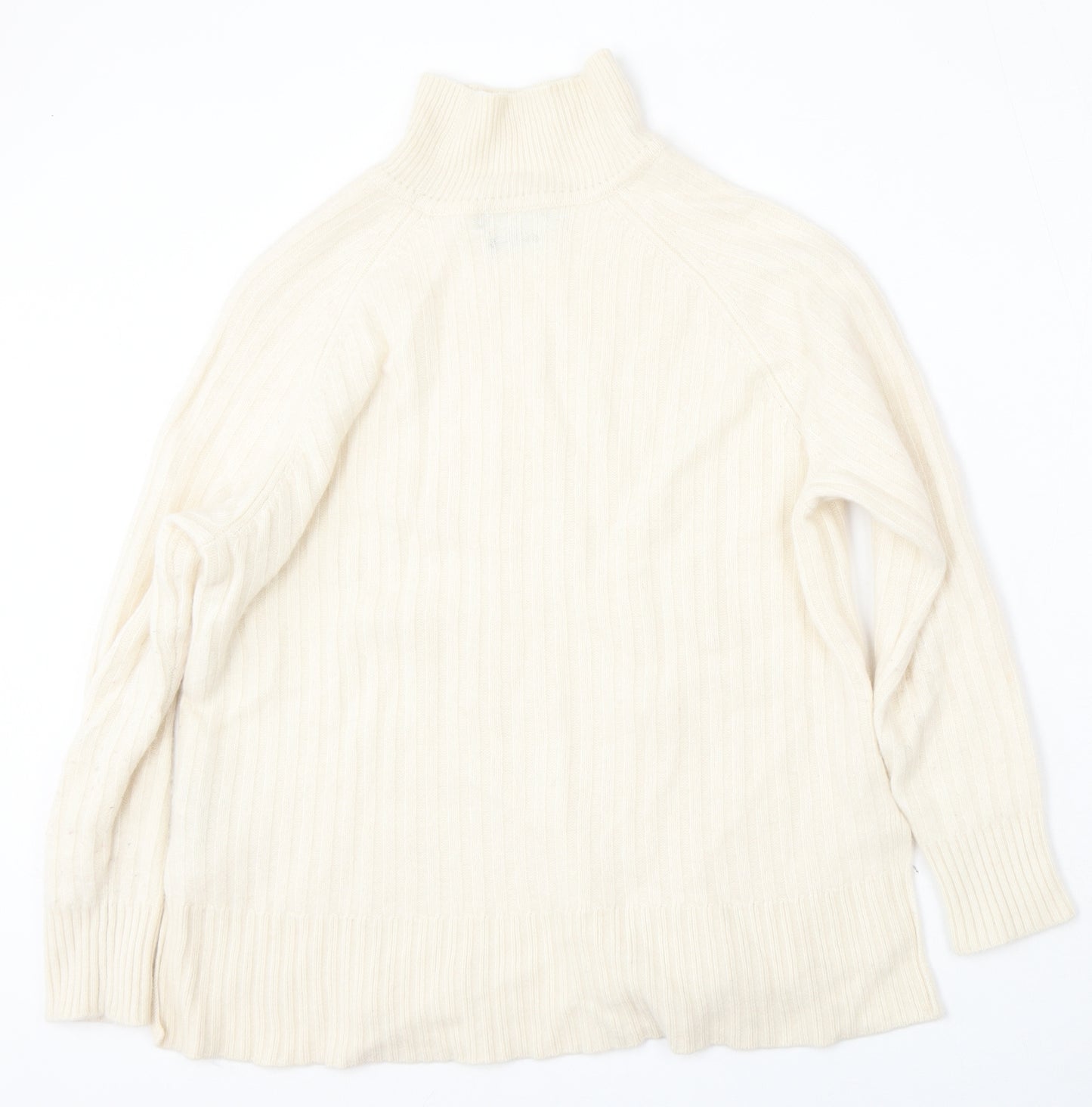 Marks and Spencer Womens Beige Mock Neck  Cashmere Pullover Jumper Size M