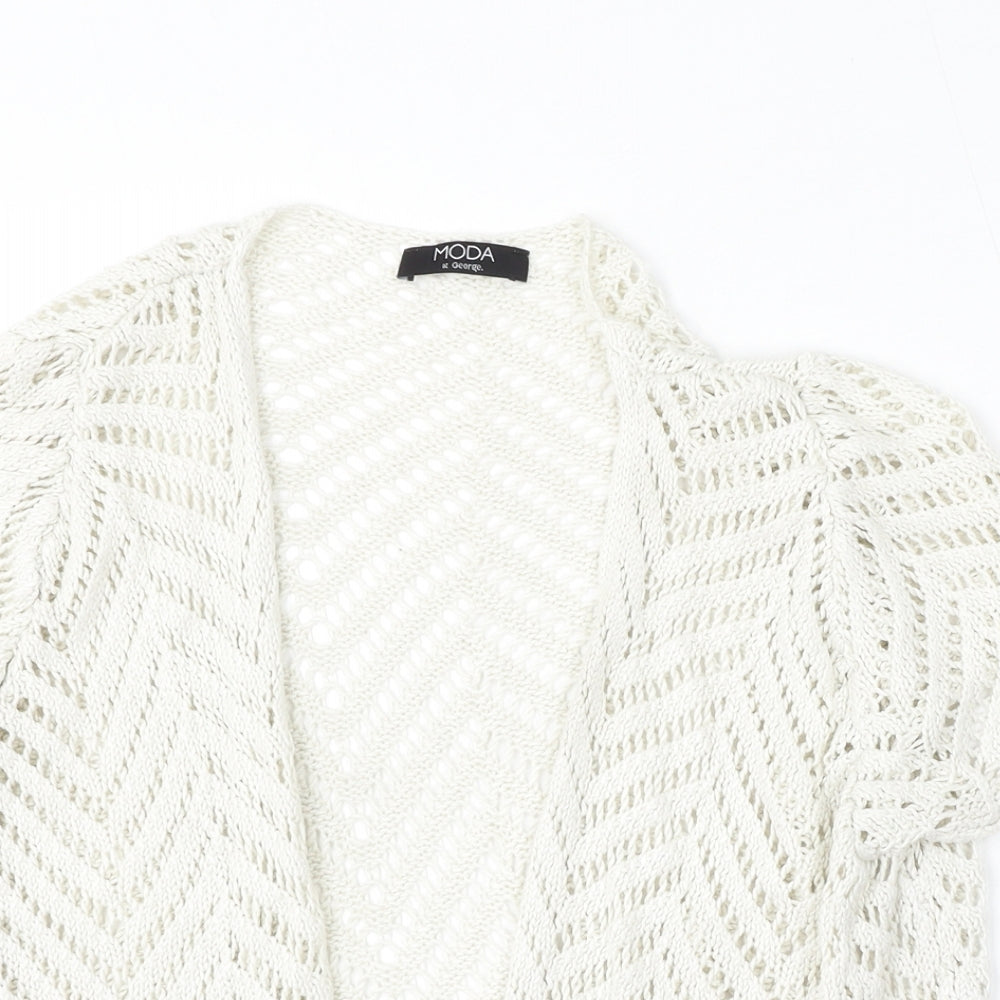 George Womens Ivory V-Neck  Acrylic Cardigan Jumper Size 18
