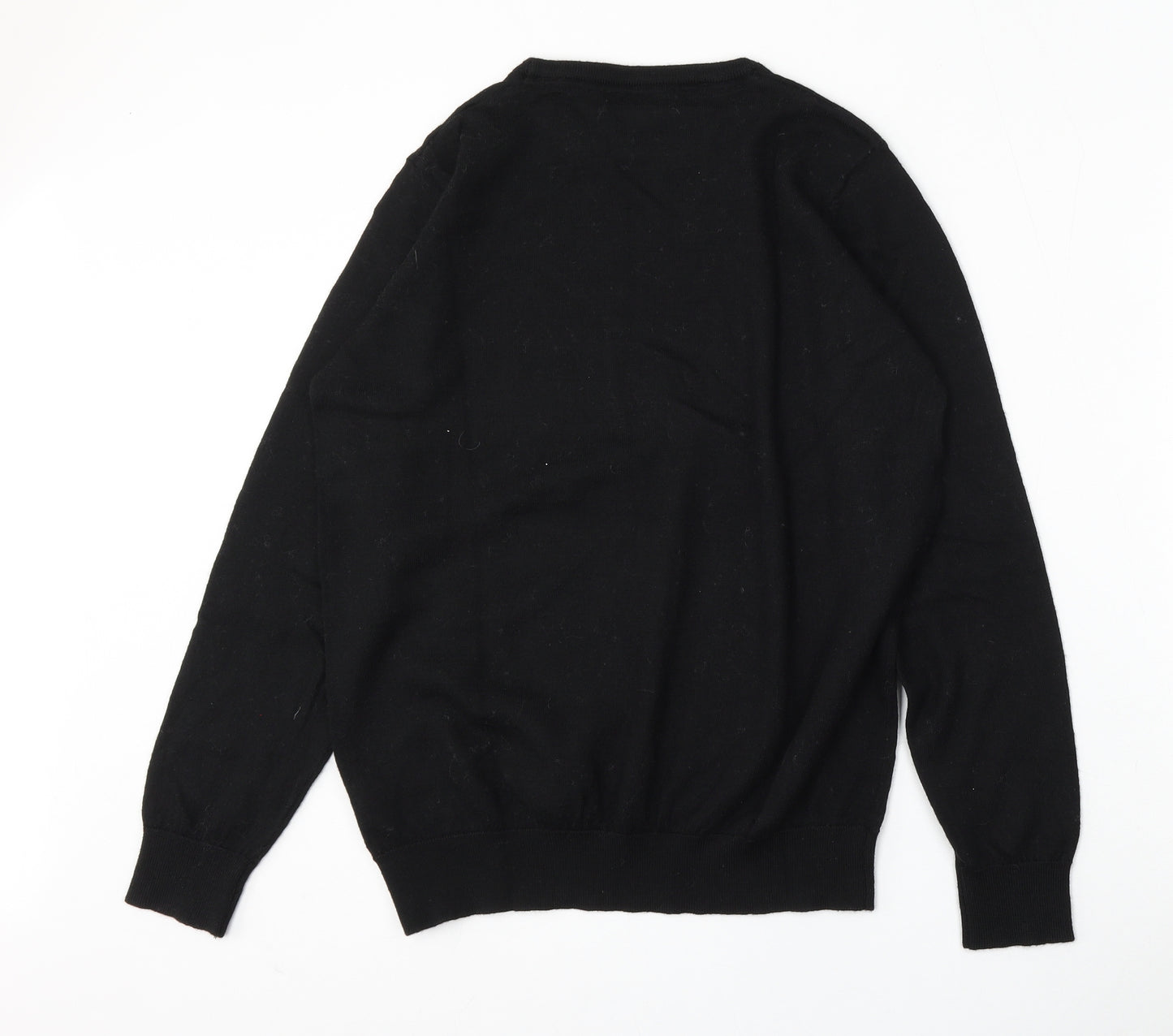 Livergy Mens Black Round Neck  Wool Pullover Jumper Size XL