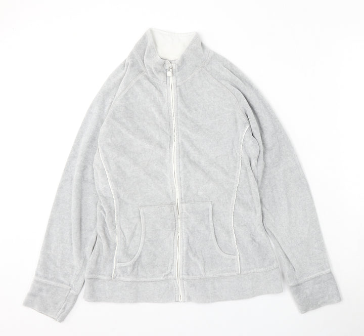 Preworn Womens Grey  Polyester Full Zip Sweatshirt Size M  Zip