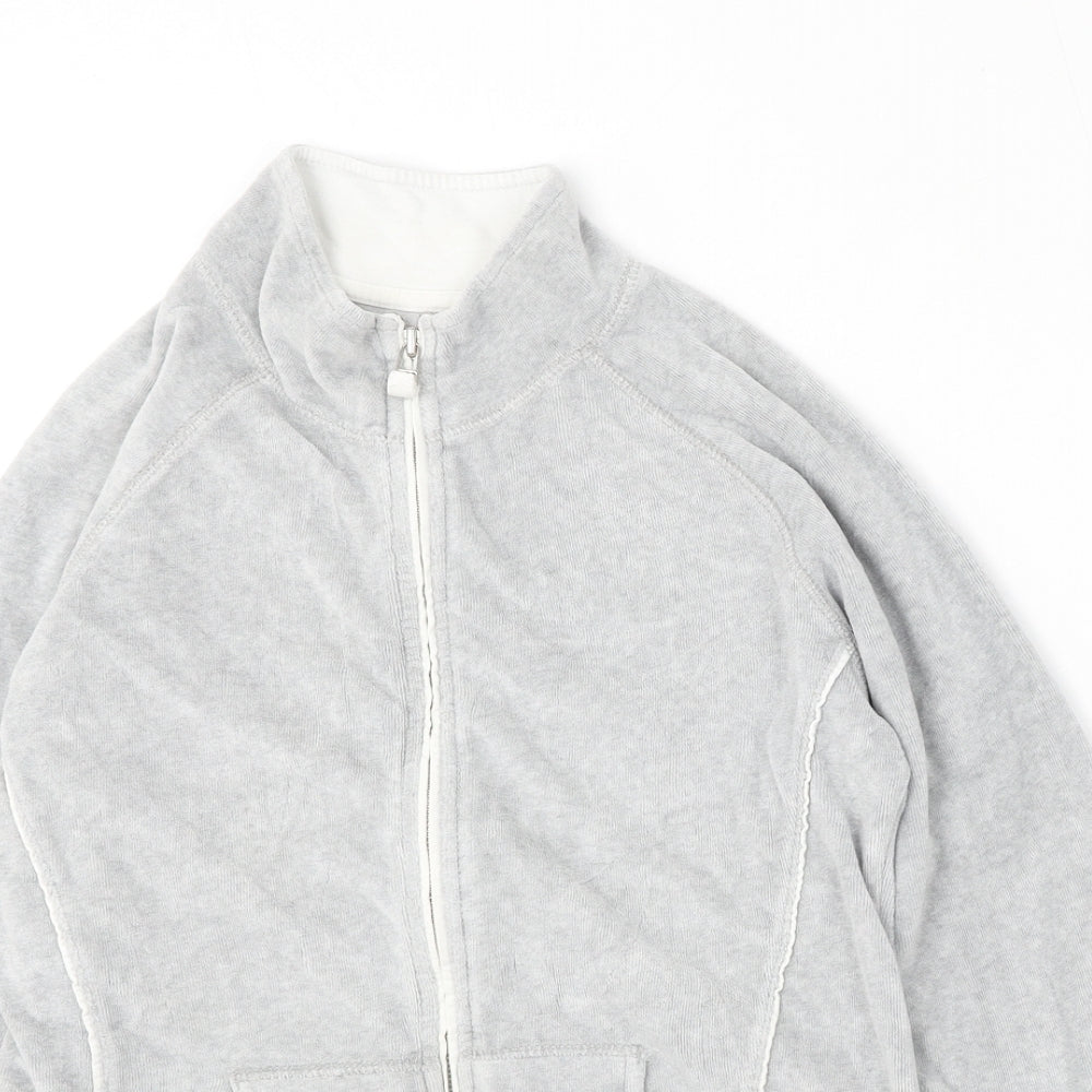 Preworn Womens Grey  Polyester Full Zip Sweatshirt Size M  Zip