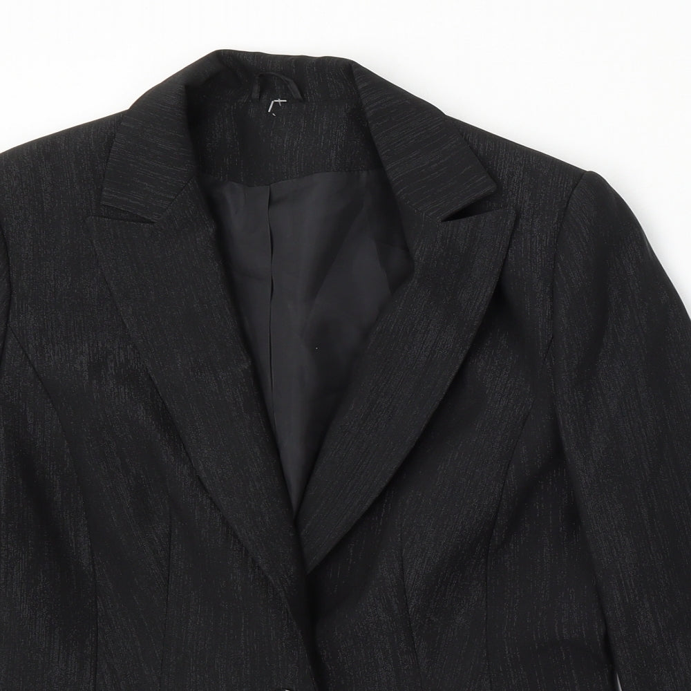 George Womens Black Striped Polyester Jacket Suit Size 12
