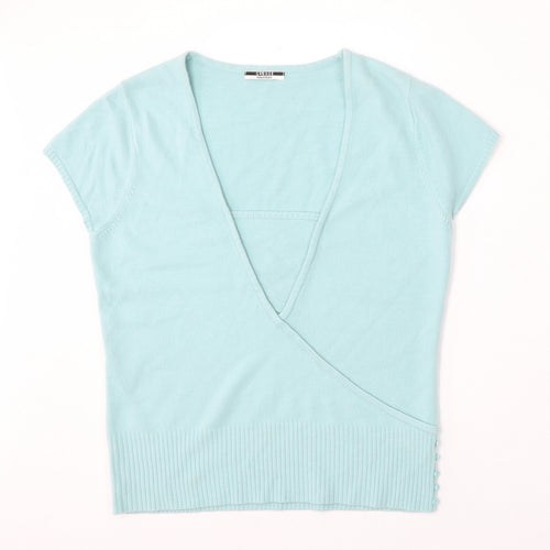 George Womens Blue V-Neck  Acrylic Pullover Jumper Size 16