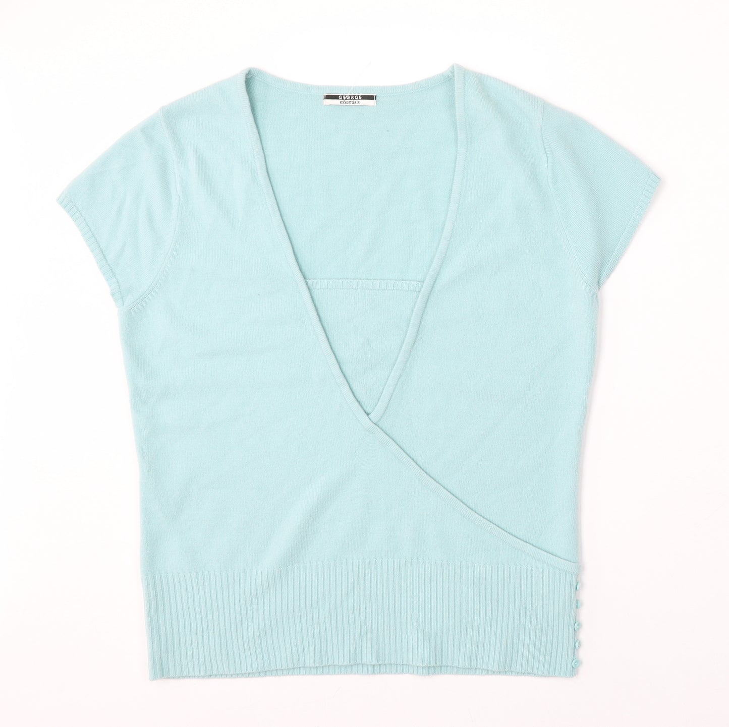 George Womens Blue V-Neck  Acrylic Pullover Jumper Size 16