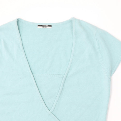 George Womens Blue V-Neck  Acrylic Pullover Jumper Size 16