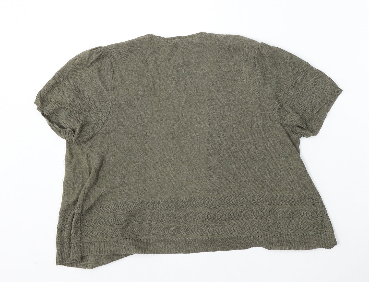 Marks and Spencer Womens Green V-Neck  Polyester Cardigan Jumper Size S