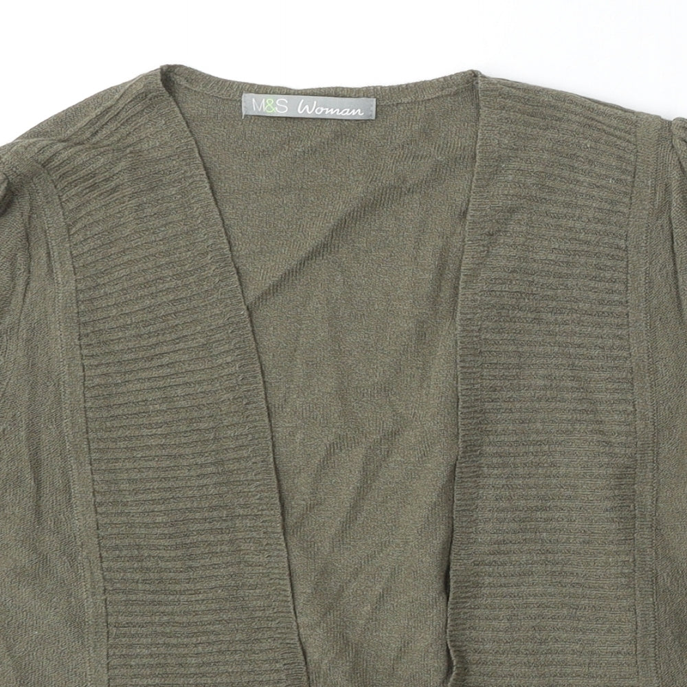 Marks and Spencer Womens Green V-Neck  Polyester Cardigan Jumper Size S