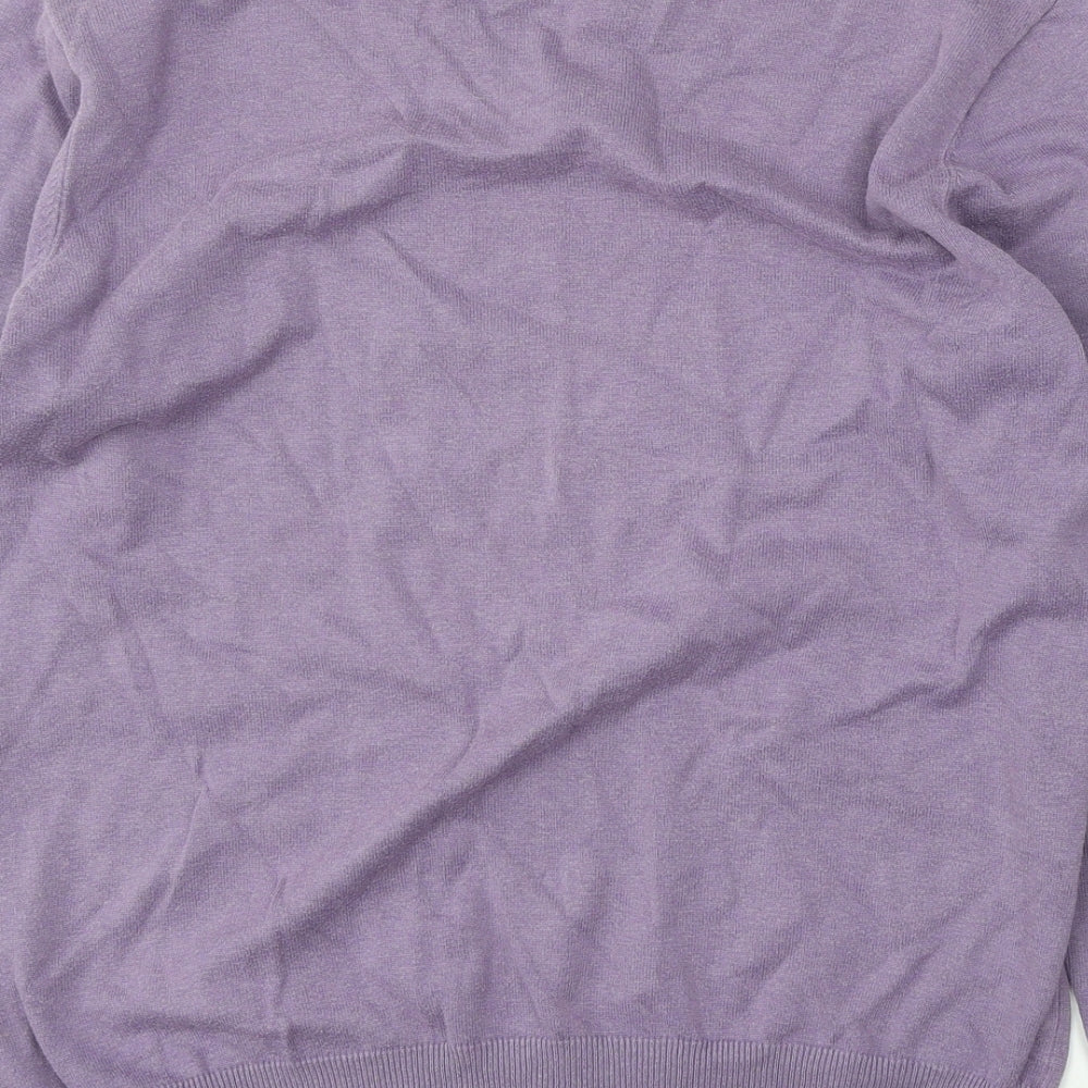 Jasper Conran Mens Purple V-Neck  Cotton Pullover Jumper Size L