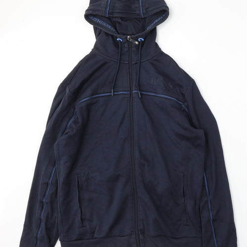 HUGO BOSS Mens Blue  Cotton Full Zip Hoodie Size M