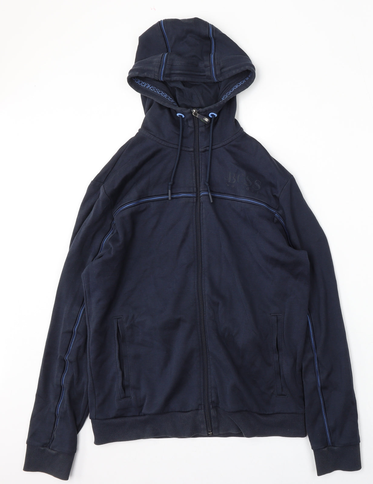 HUGO BOSS Mens Blue  Cotton Full Zip Hoodie Size M