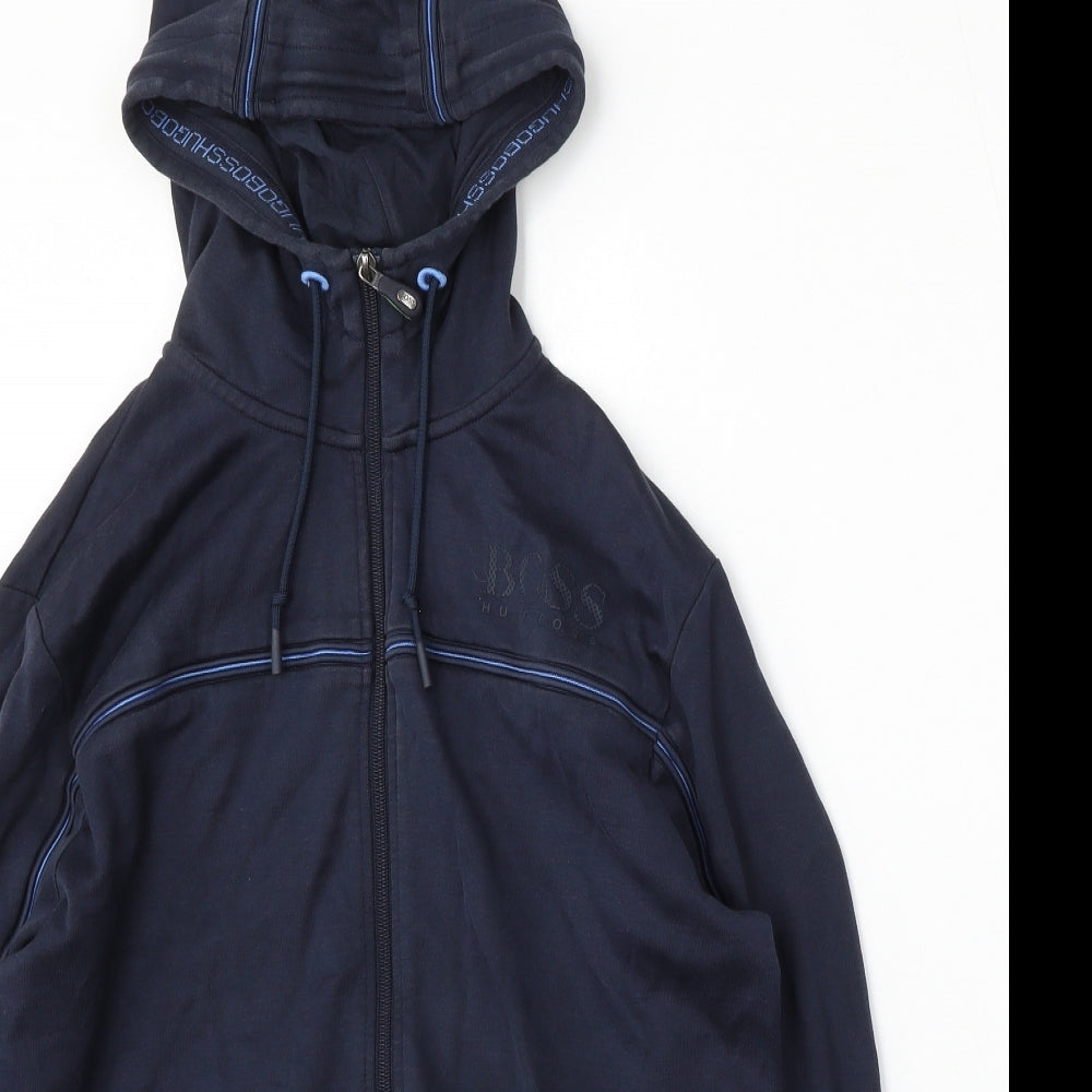 HUGO BOSS Mens Blue  Cotton Full Zip Hoodie Size M