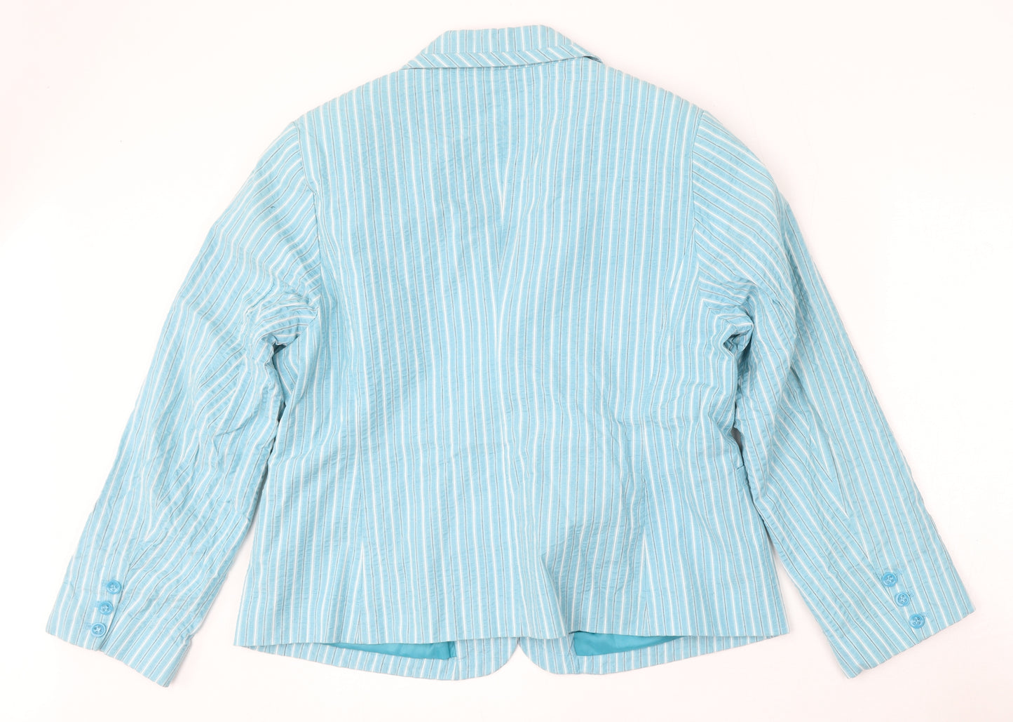 Grenouille Womens Blue Striped Cotton Jacket Blazer Size 18