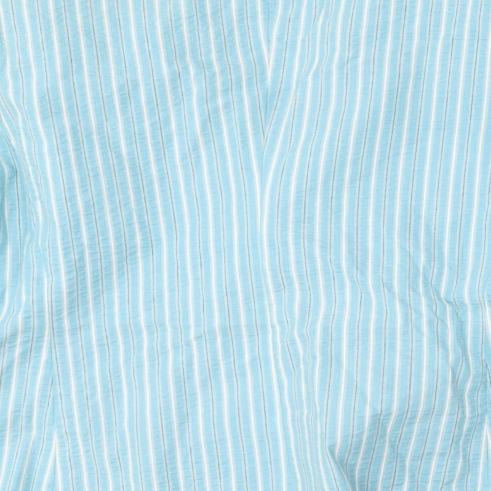 Grenouille Womens Blue Striped Cotton Jacket Blazer Size 18