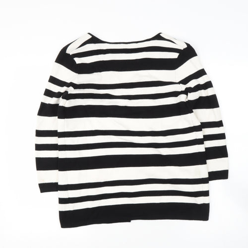 Debenhams Womens Black V-Neck Striped Viscose Cardigan Jumper Size 8