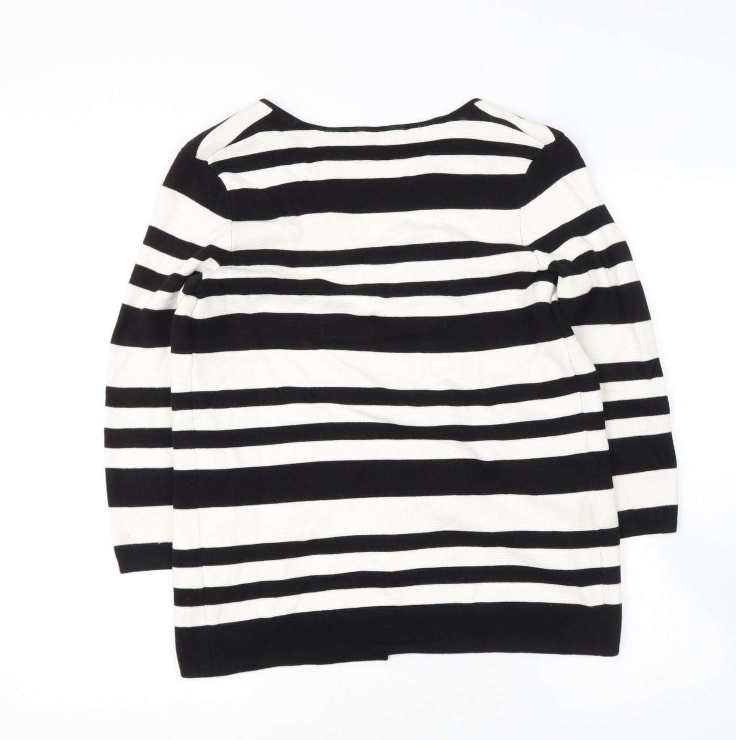 Debenhams Womens Black V-Neck Striped Viscose Cardigan Jumper Size 8