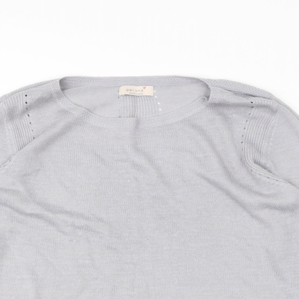 Marks and Spencer Womens Grey Round Neck  Acrylic Pullover Jumper Size 16