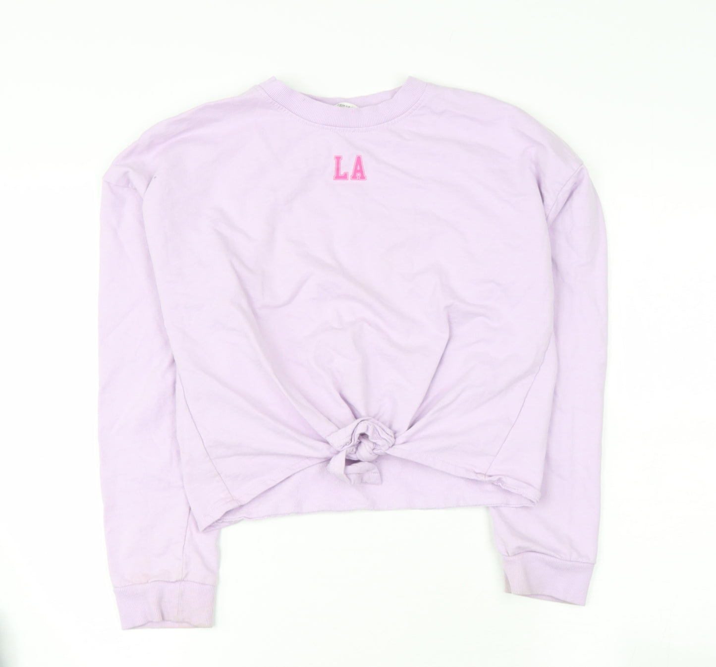 H&M Girls Pink  Cotton Cropped T-Shirt Size 11-12 Years Round Neck