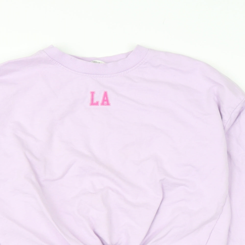 H&M Girls Pink  Cotton Cropped T-Shirt Size 11-12 Years Round Neck