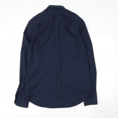 Replay Mens Blue  Cotton  Button-Up Size S Collared