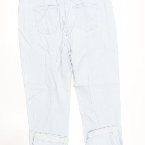 sainsburys Womens Blue Striped Cotton Cargo Trousers Size 16 L28 in Regular