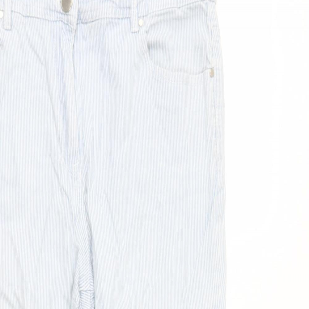 sainsburys Womens Blue Striped Cotton Cargo Trousers Size 16 L28 in Regular