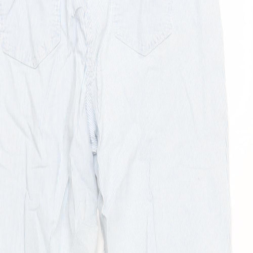sainsburys Womens Blue Striped Cotton Cargo Trousers Size 16 L28 in Regular