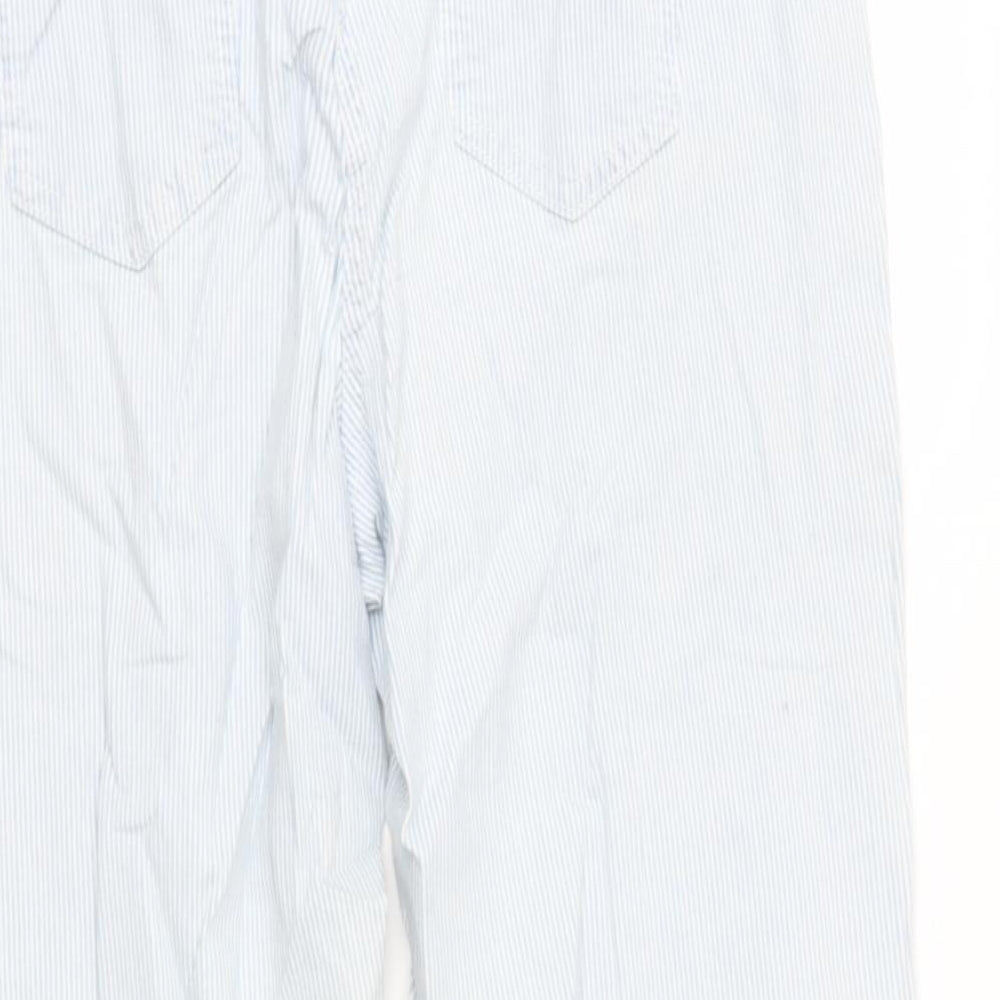 sainsburys Womens Blue Striped Cotton Cargo Trousers Size 16 L28 in Regular