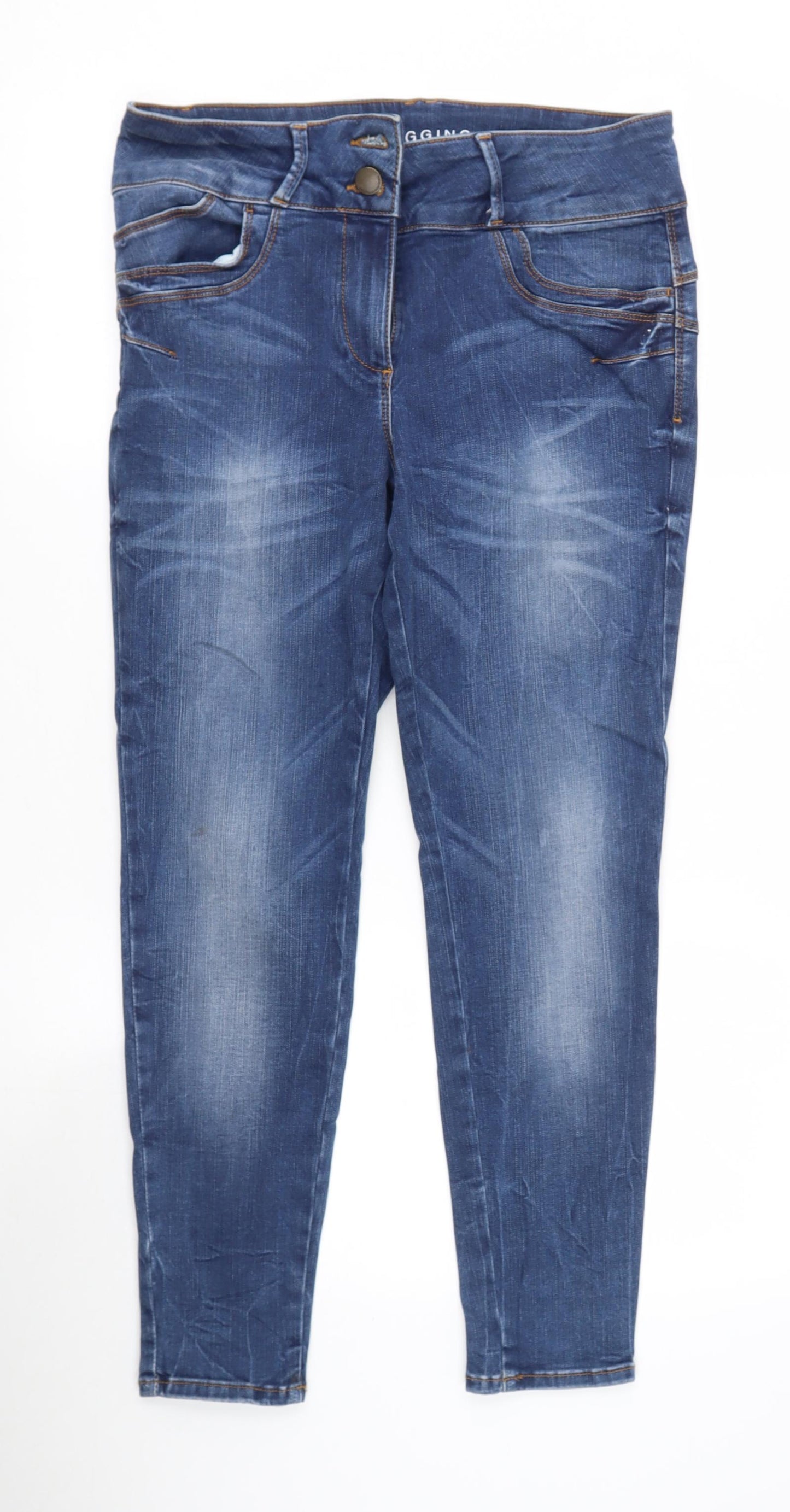 Marks and Spencer Womens Blue  Cotton Jegging Jeans Size 14 L28 in Regular