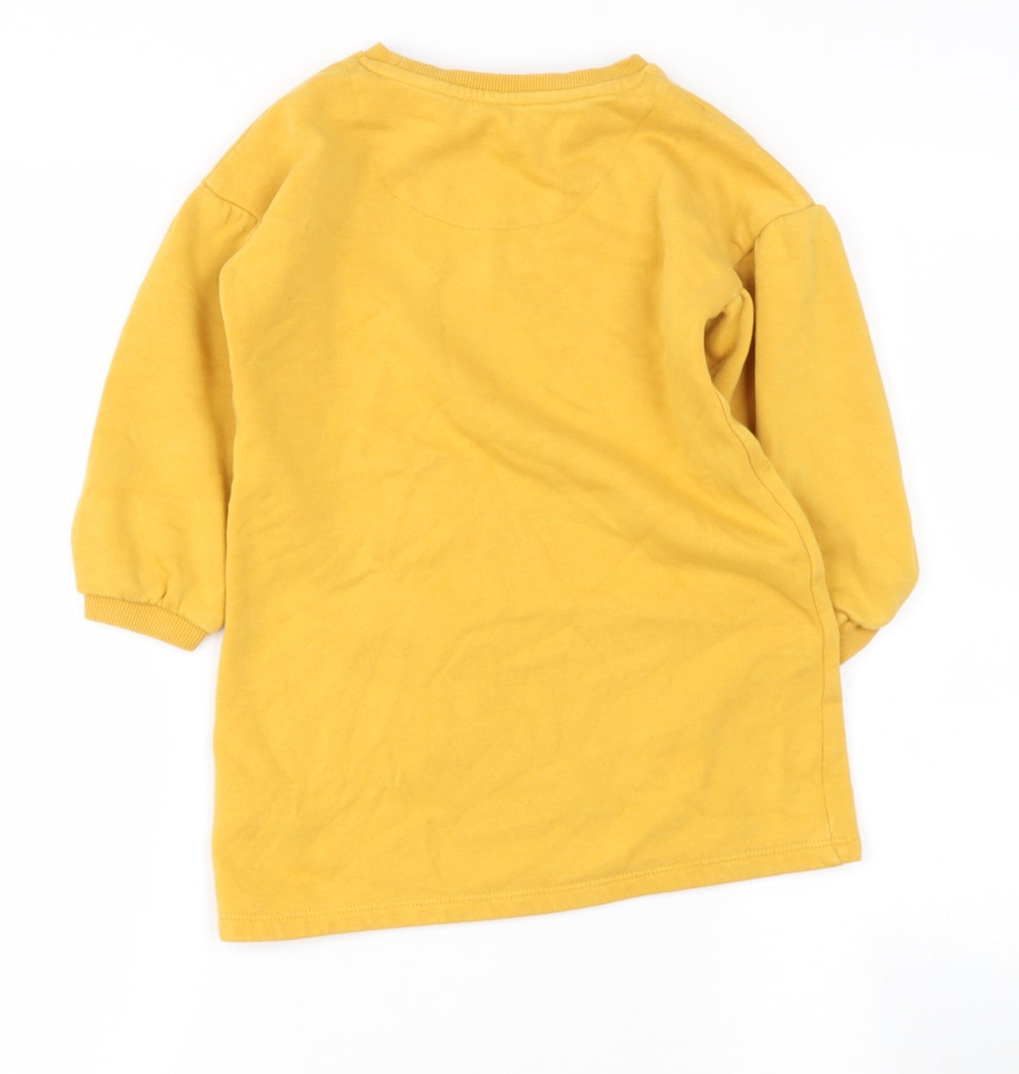 tESCO Girls Yellow Round Neck  Cotton Pullover Jumper Size 3-4 Years