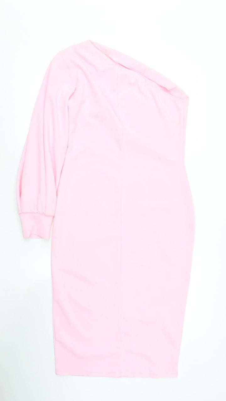 New Look Womens Pink Polyester Bodycon Size 12 V-Neck