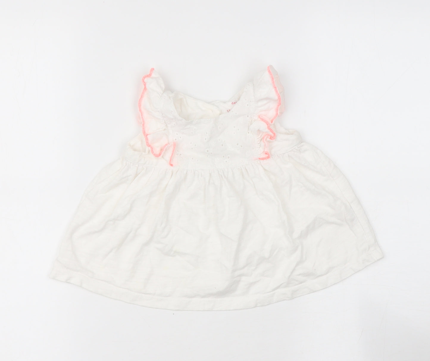 tesco  White  Cotton Basic Casual Size 3-6 Months Round Neck